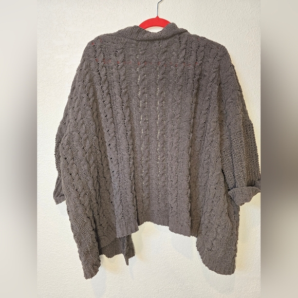 Umgee Cardigan Sweater Women's S/M Brown Chenille Cable Knit Open Front Boho - Picture 6 of 10